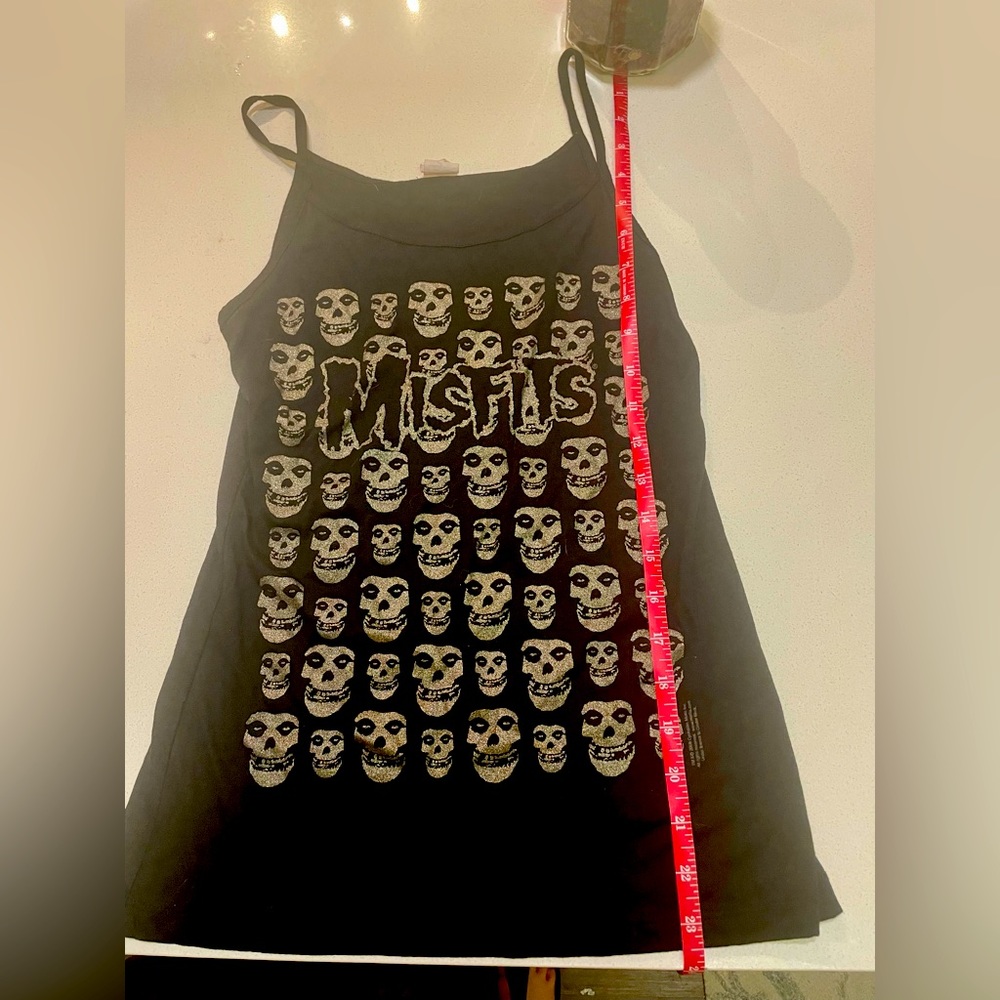Misfits Band | Black With Gold Glitter Tank With Crimson Ghost Print